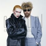 30-03-1983 Eurythmics Annie Lennox and Dave Stewart alias the Eurythmics at studio in Amsterdam, April 30, 1983.

[keywords]Posed, Half Length, Leather, Sunglasses[/keywords]
